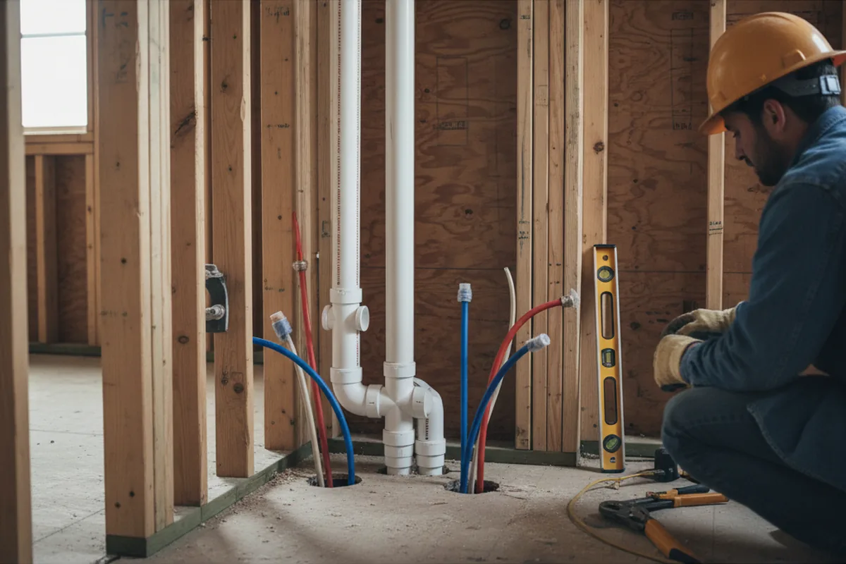 Drain and supply rough-in during Sump Pump Repair in Thornton